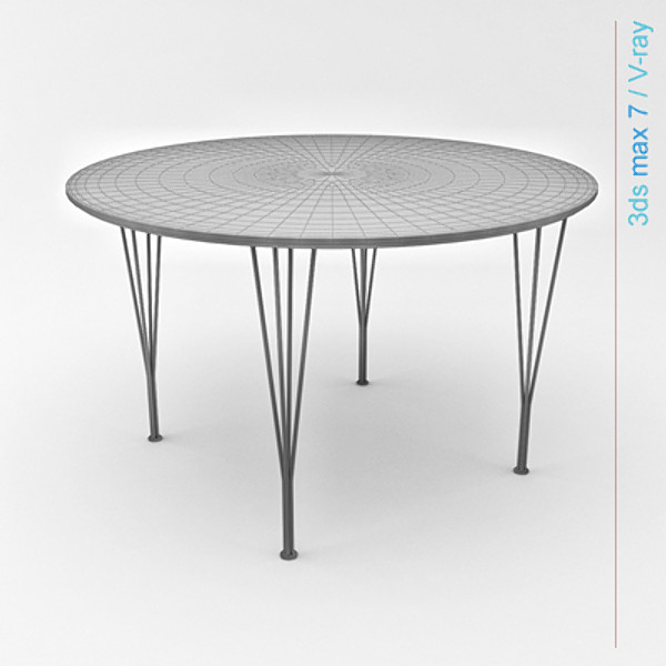 arne jacobsen tables 3d model - circular table span legs... by Lajhar 